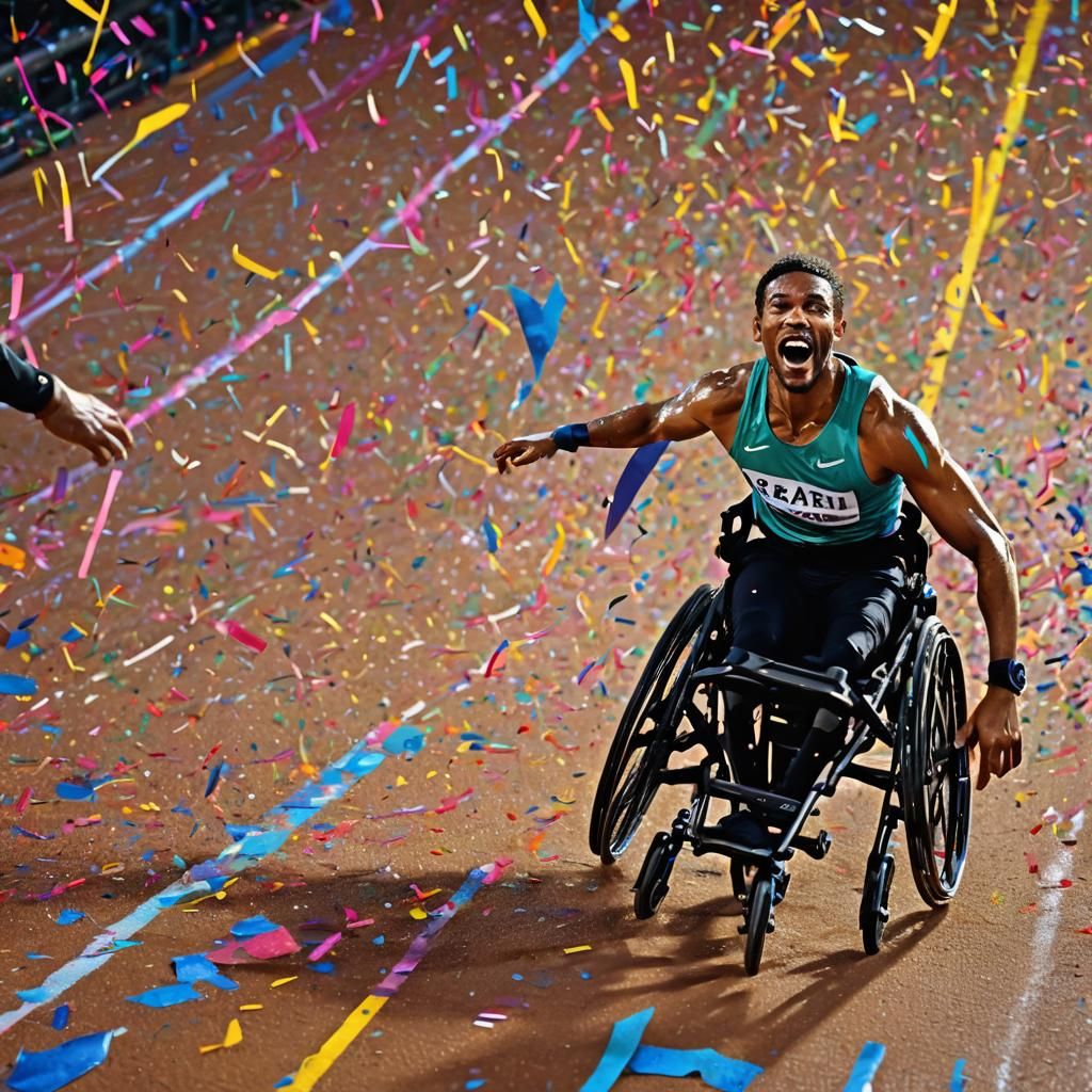 Para-Athlete Wins: Vibrant Splash Art