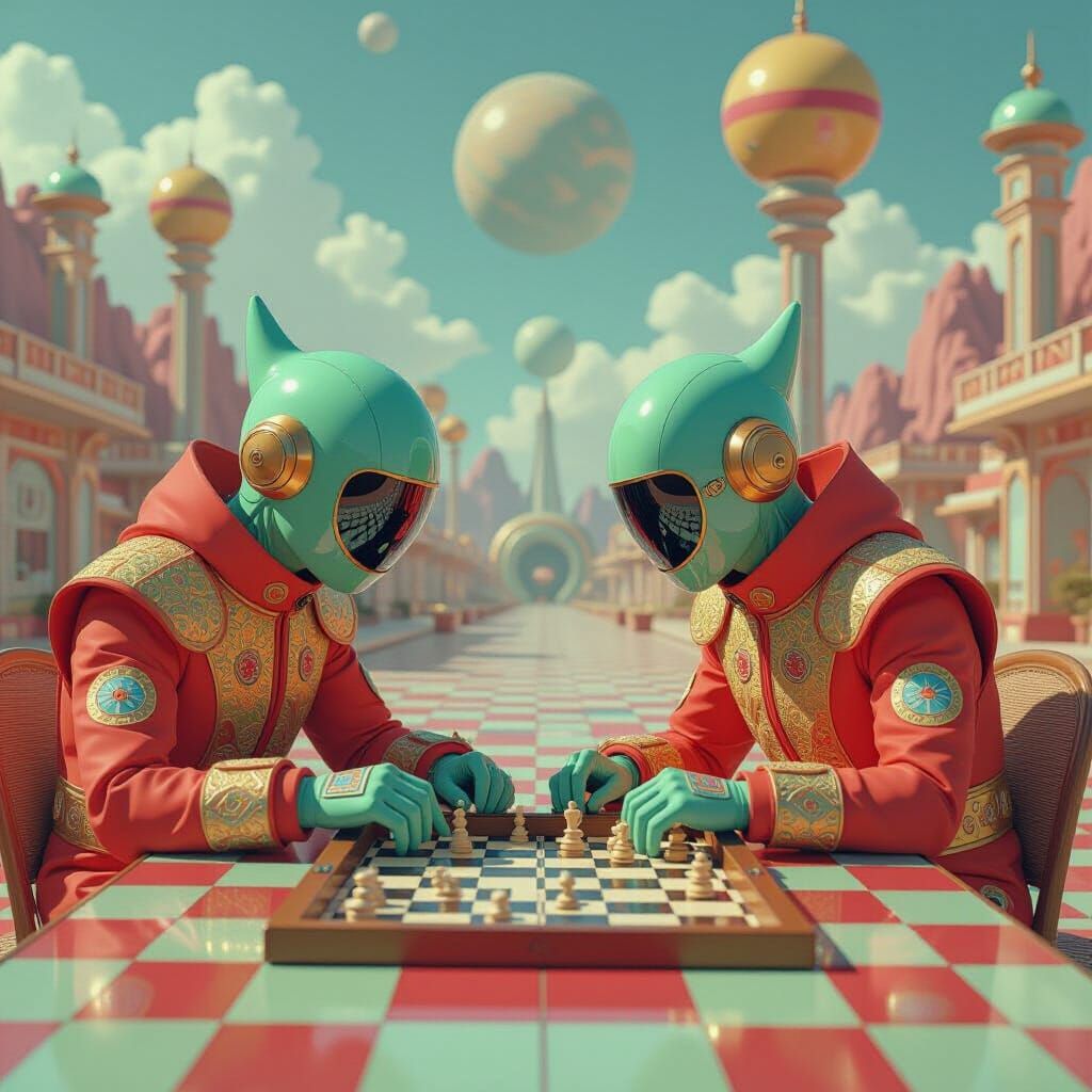 Martian Backgammon in a Retro-Futuristic Atompunk World