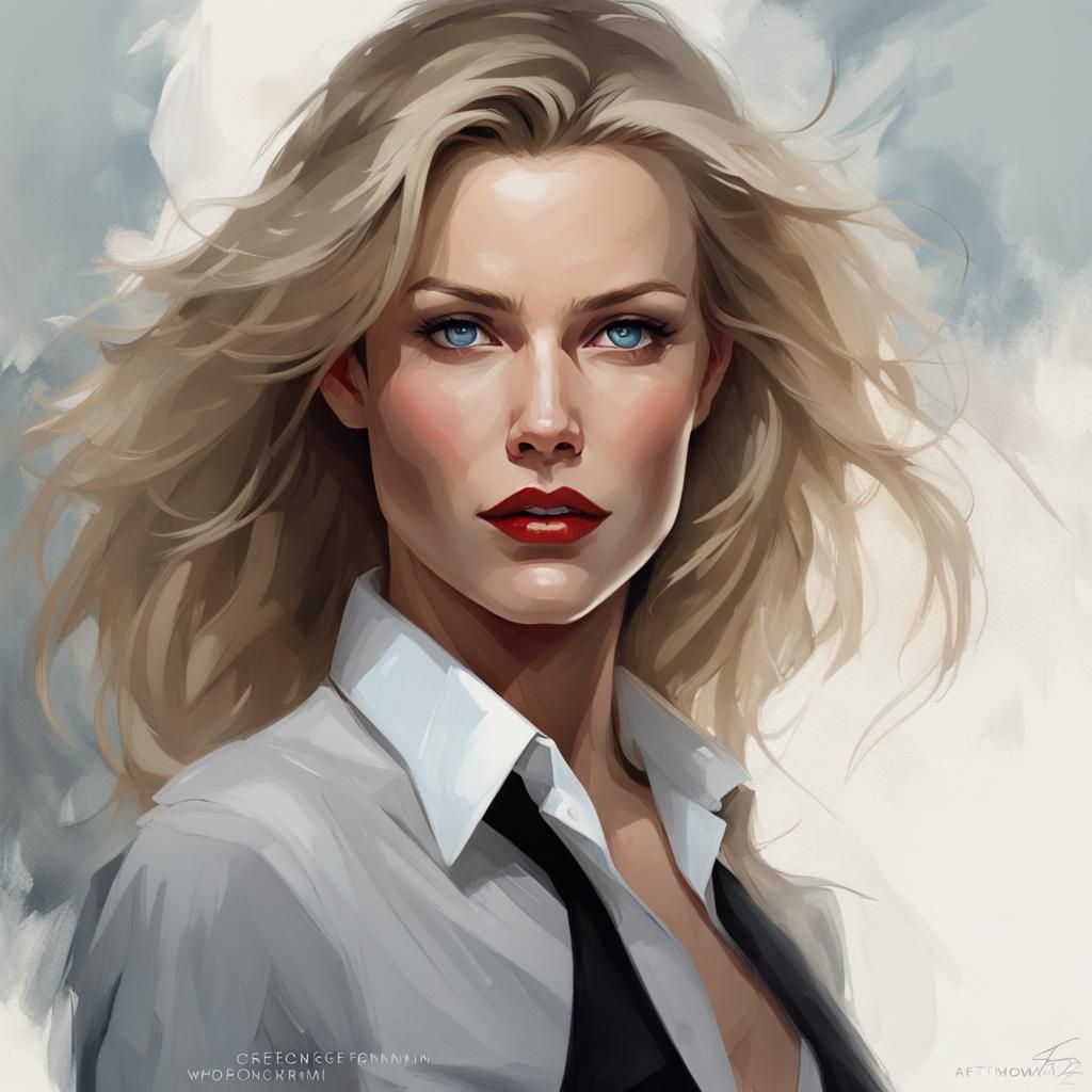 Elegant Businesswoman Portrait in Art Nouveau Style