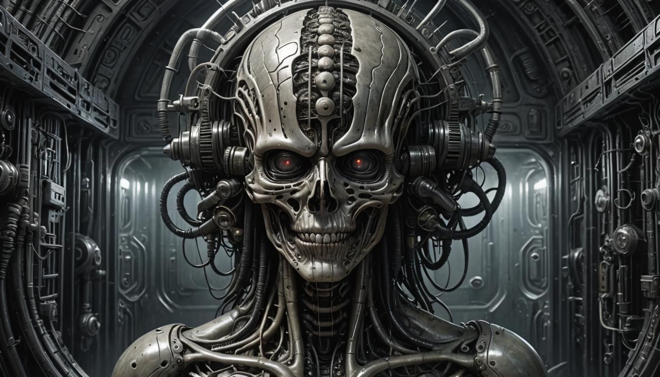 Brain Salad Surgery artwork in the style of H.R. Giger,