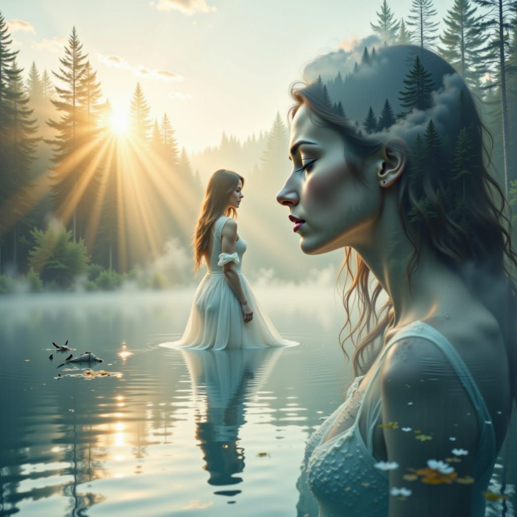 Dreaming Goddess in Ethereal Landscape Portrait