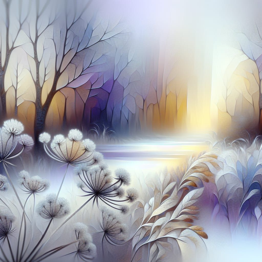 Ethereal Winter Landscape in Pastel Hues