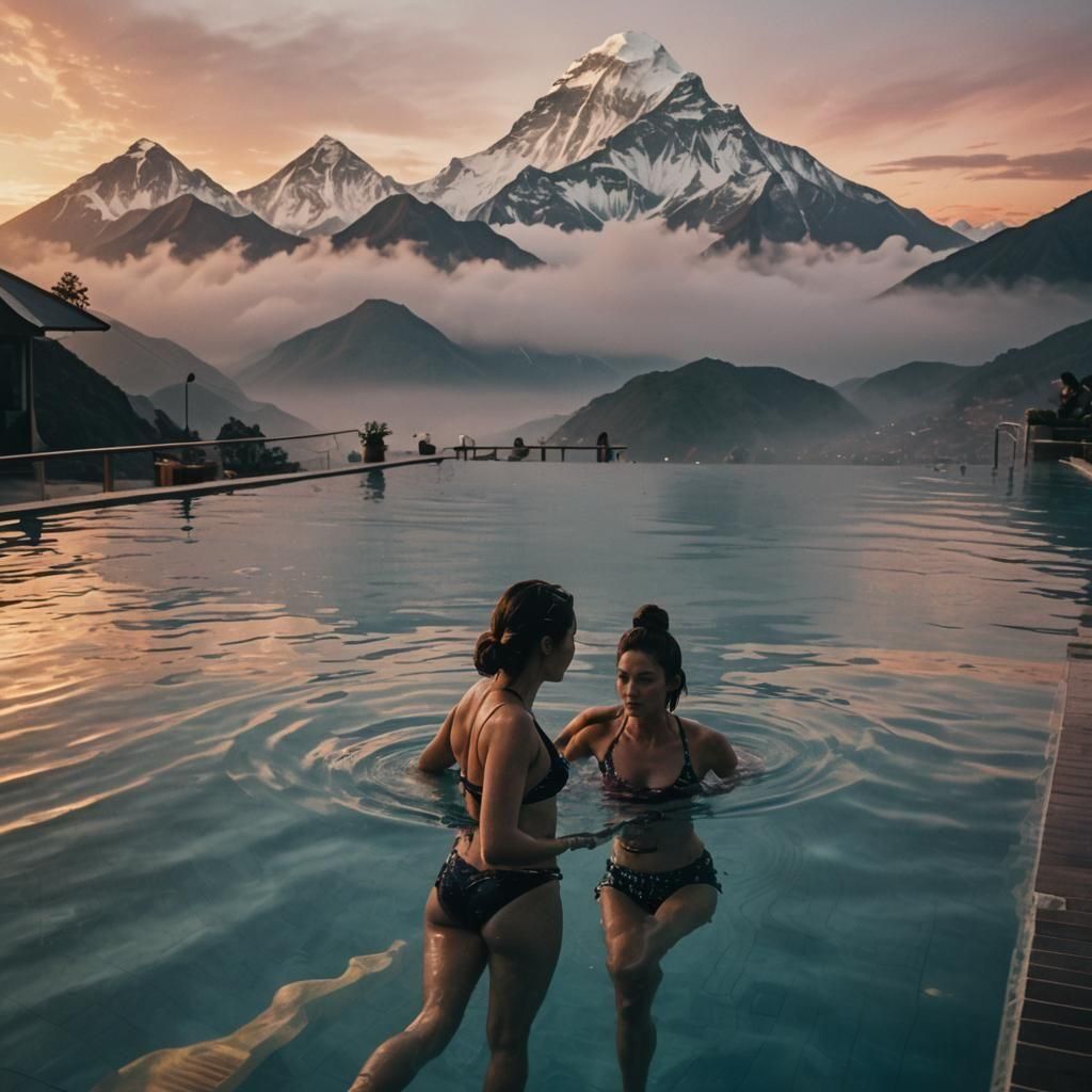Mount Everest Infinity Pool at Sunset