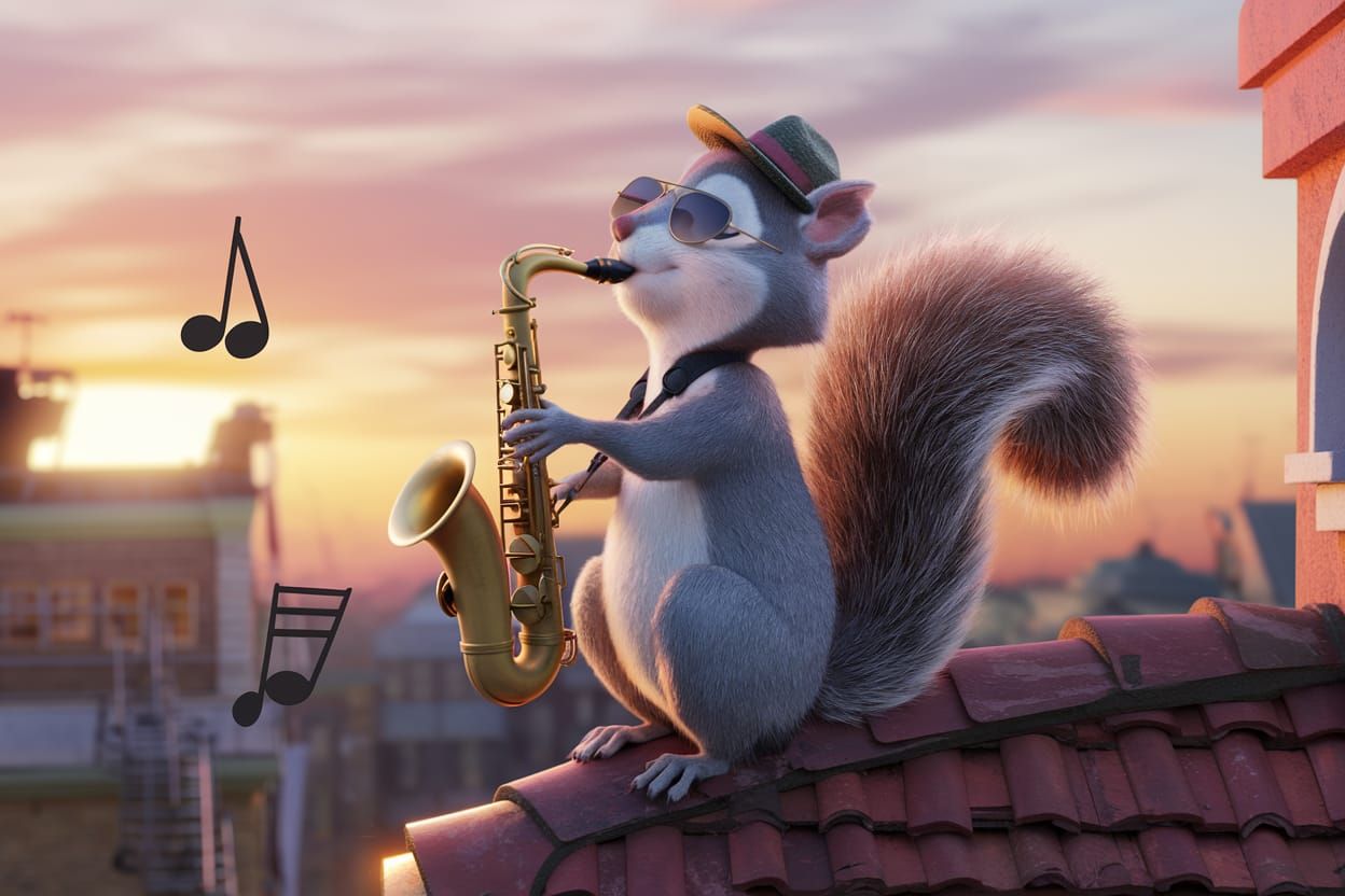 The squirrel on the roof