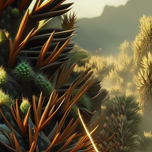 Hyperrealistic Cactus Portrait in Cinematic Style