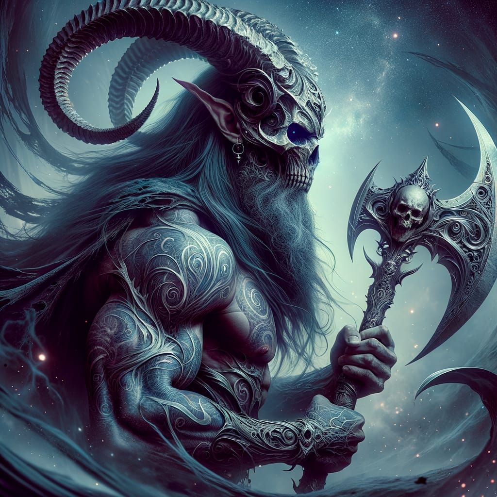 Menacing Demonic Warrior with Skull Mask