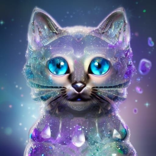 Shimmering Crystalline Feline: A Sparkling Jewel Cat