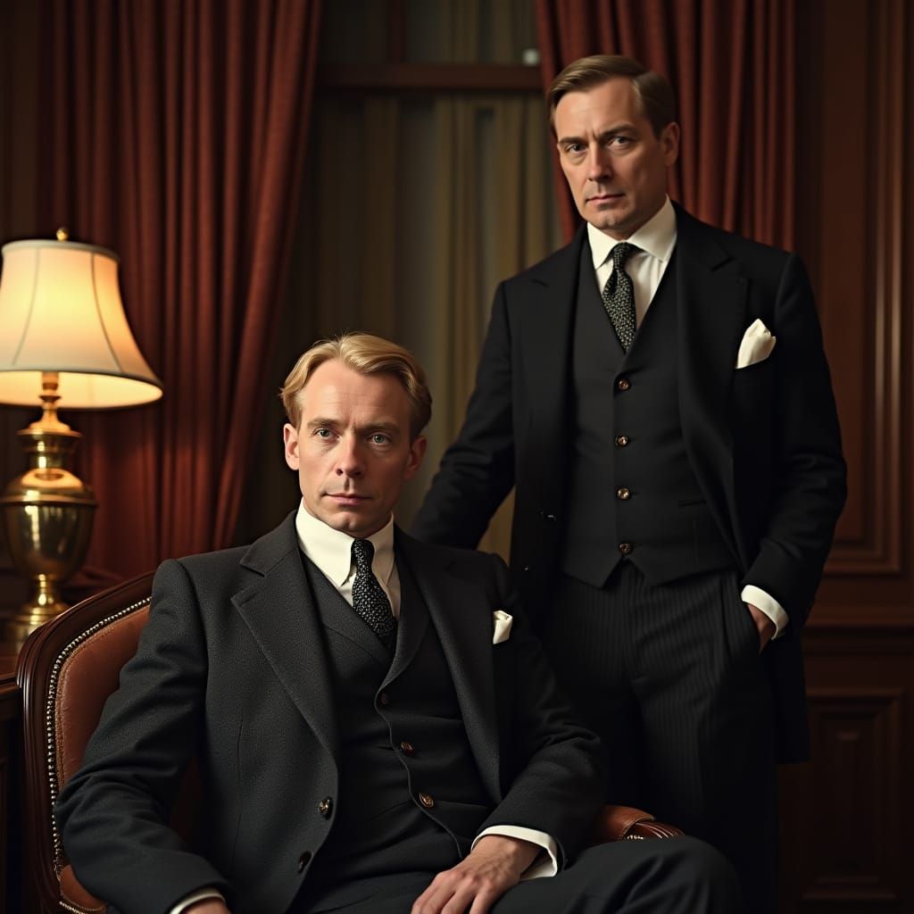 Elegant Lord Peter Wimsey in 1930s London Salon