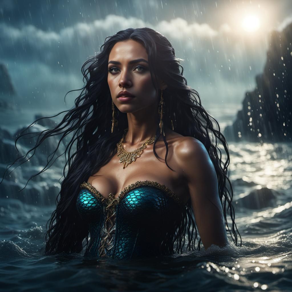 Mermaid with Fish Scale Corset in Piercing Sunlight