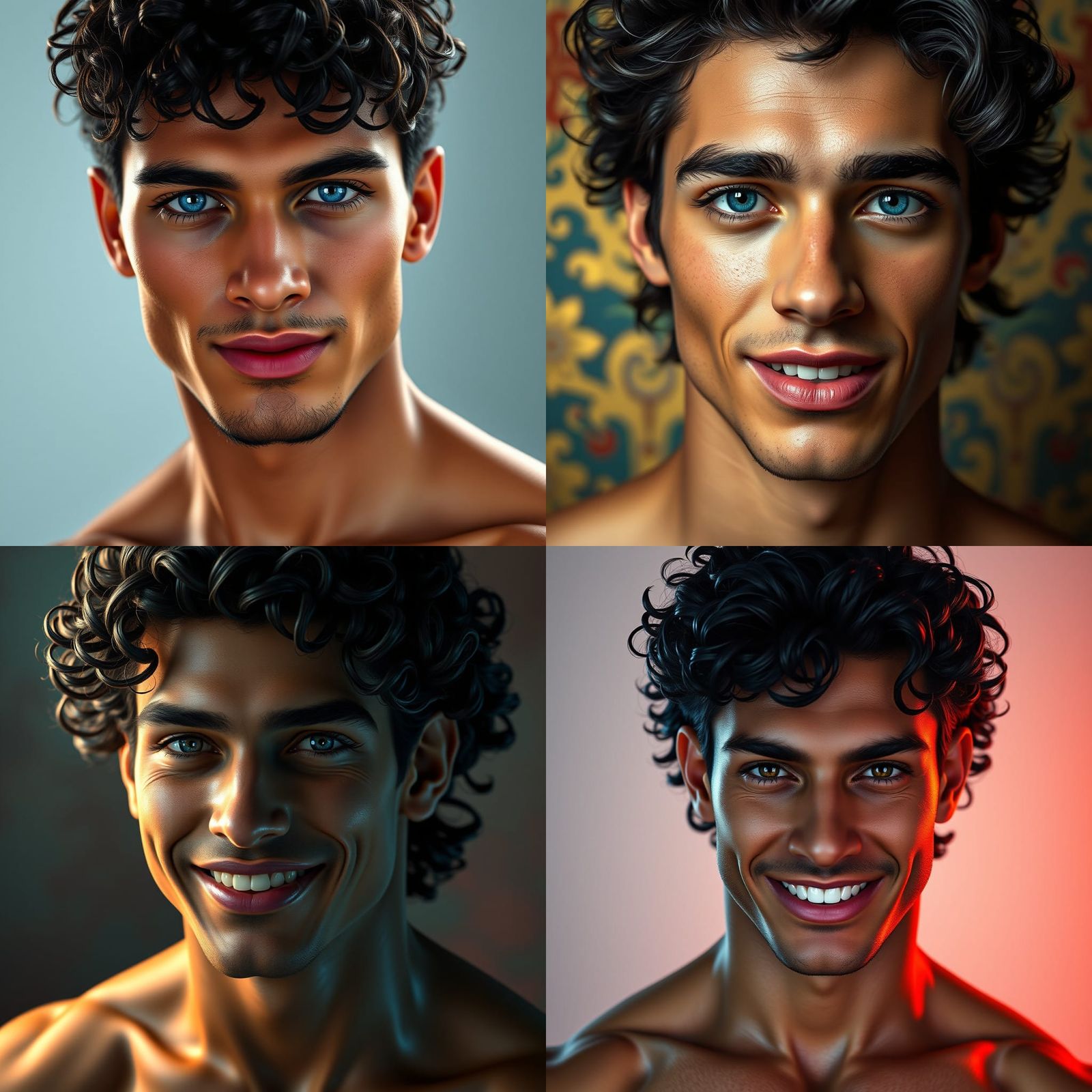 Stunning Brazilian Male Model Portrait, Digital Art