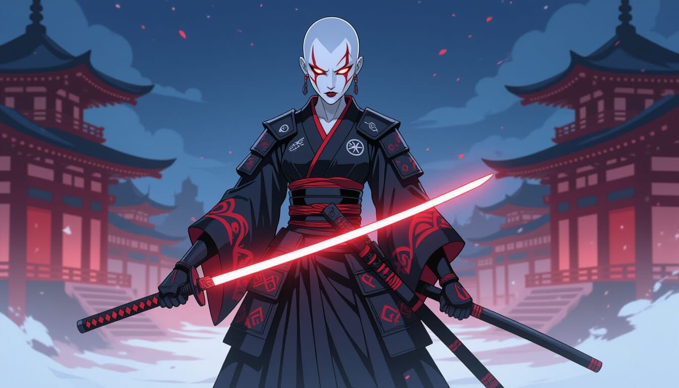 Asajj Ventress as Samurai Kunoichi in Anime Style