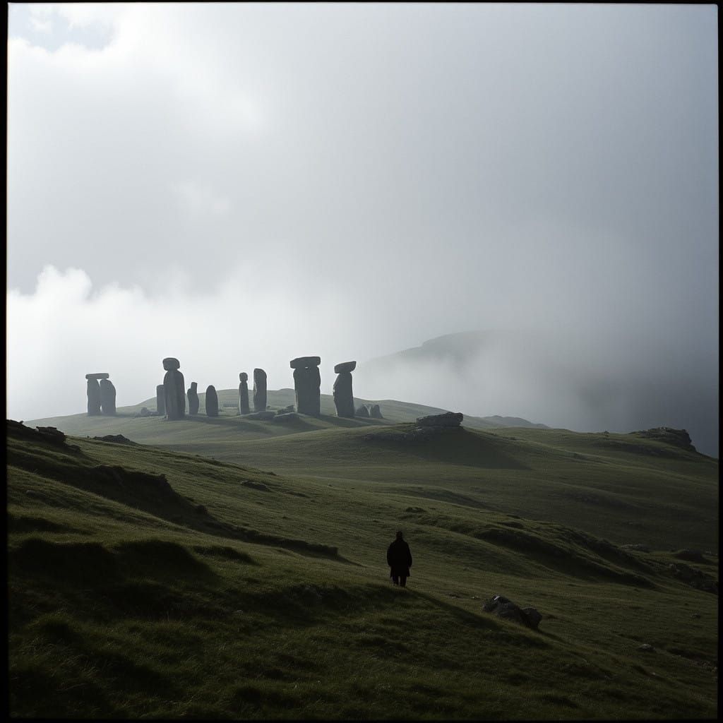 Majestic Windswept Landscape with Ancient Megaliths