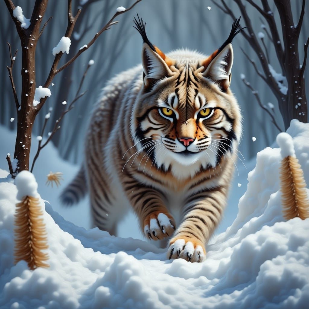 Canadian Lynx in Snowy Wilderness