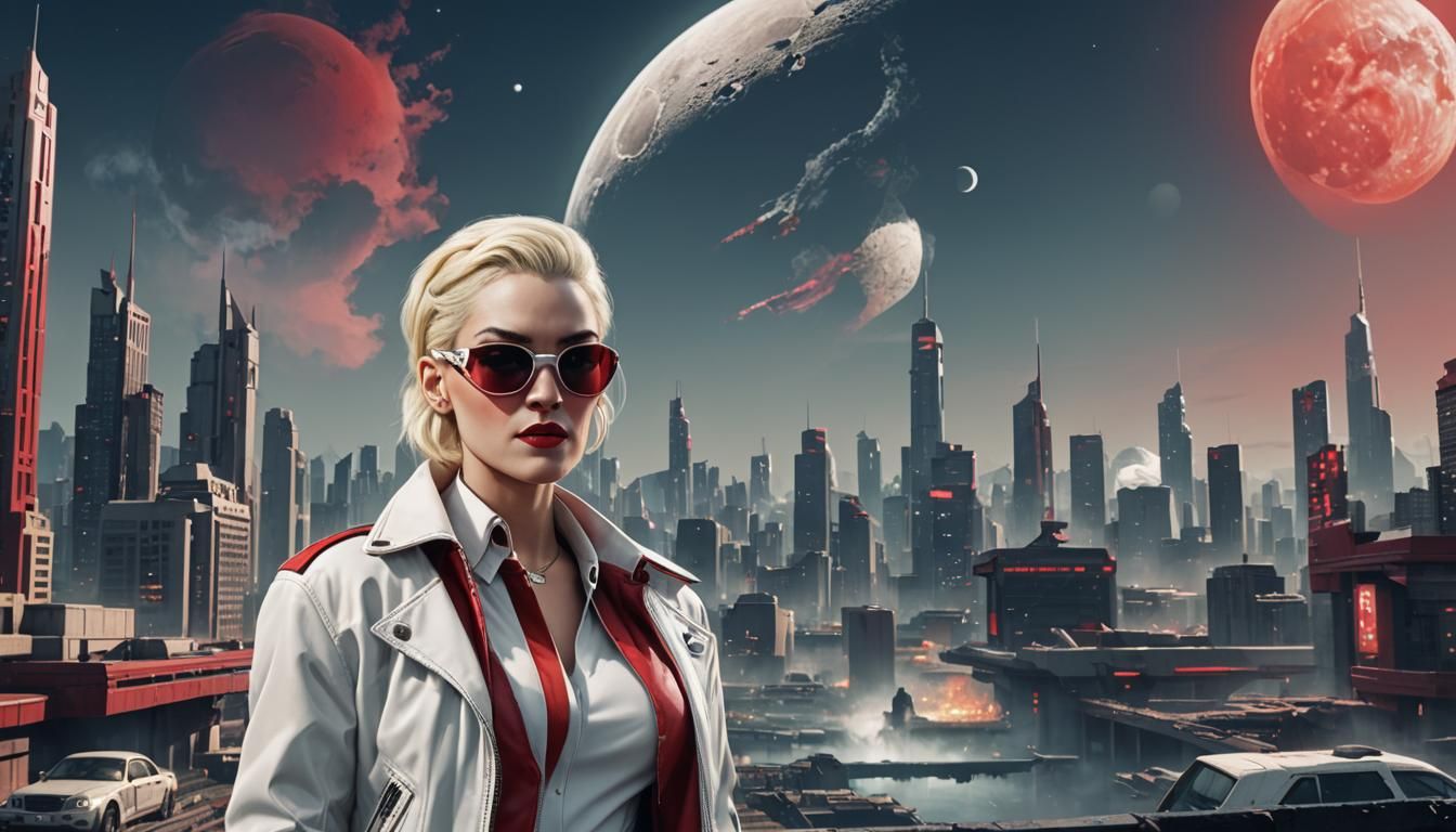 Gwen Stefani in Dystopian City, Matte Painting