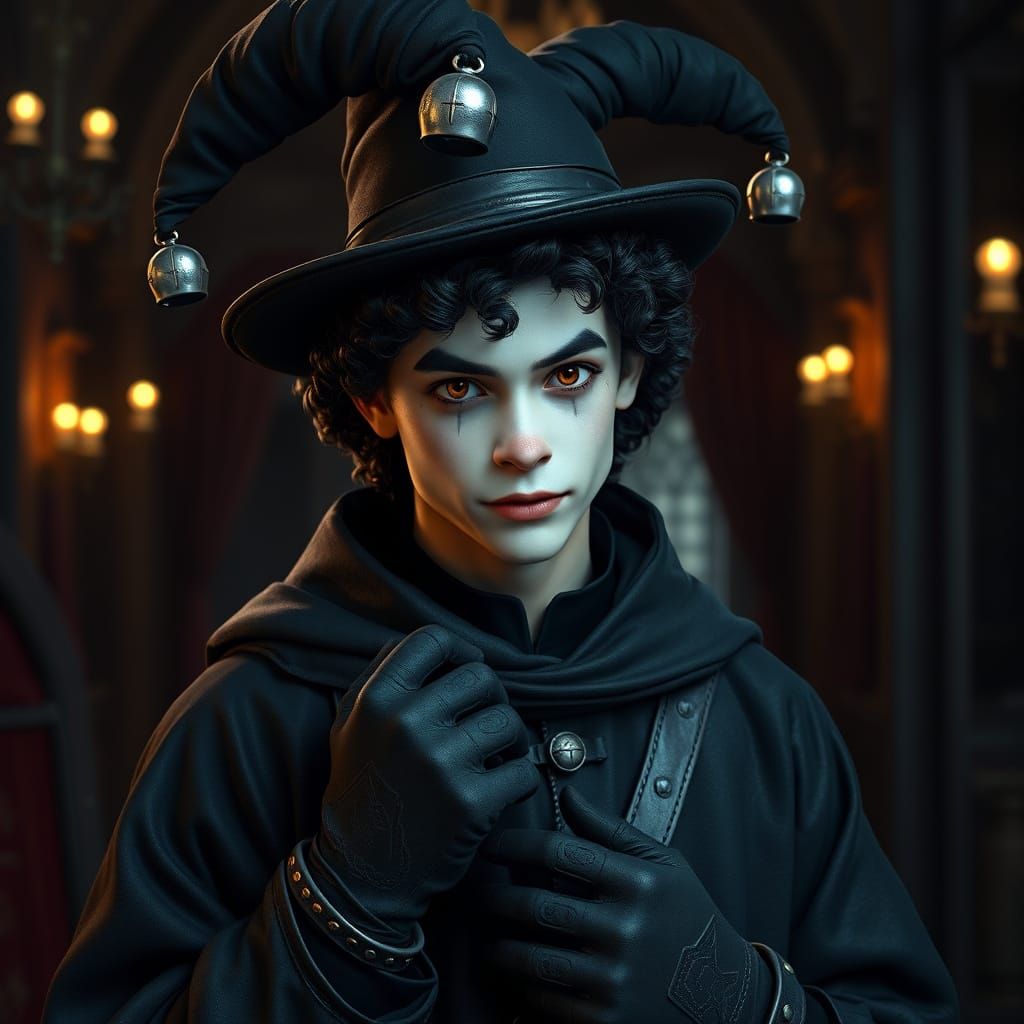 Charming Medieval Clown Exudes Confidence and Charisma