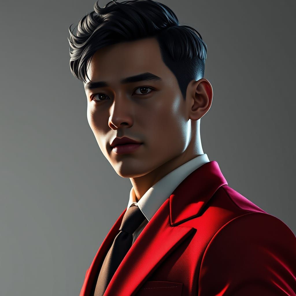 The Velvet Executioner: A Seductive Portrait in Triadic Colo...