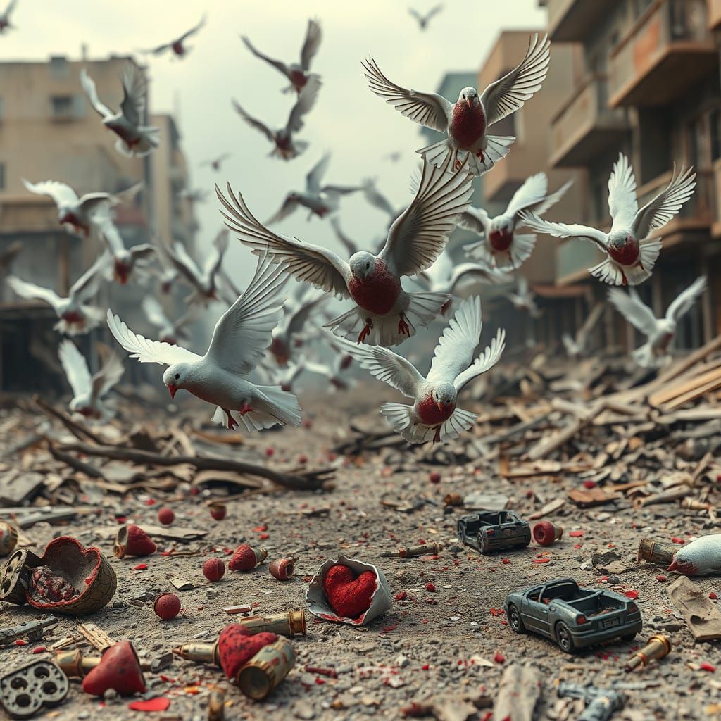Desperate Doves in Gaza's Ruins