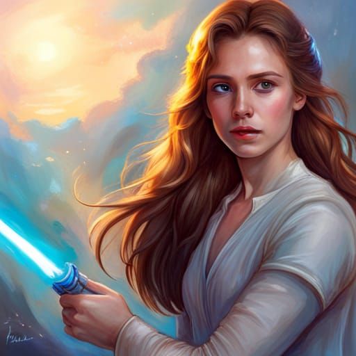 Star Wars Girl with Lightsaber in Pastel Colors