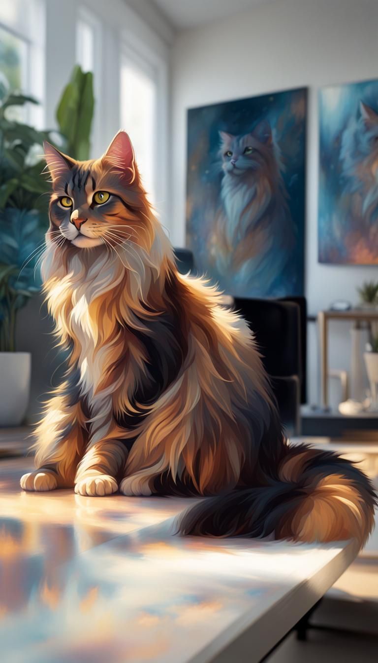 Hyperdetailed Cat Portrait in Acrylic Art Style