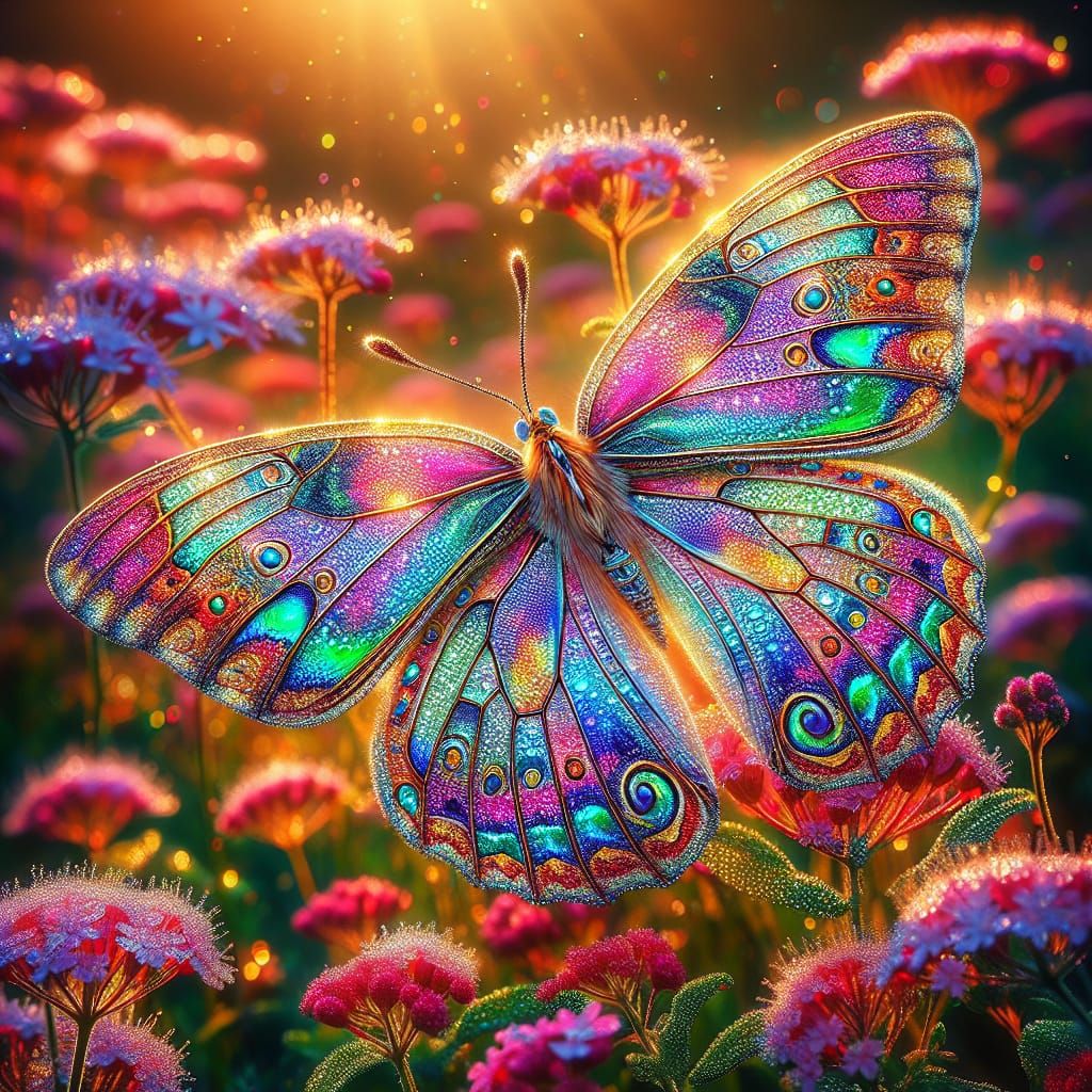 Rainbow Butterfly in Lush Meadow