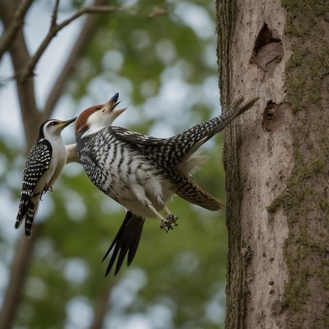 Woodpecker and Weasel in Flight: Professional Wildlife Photo...
