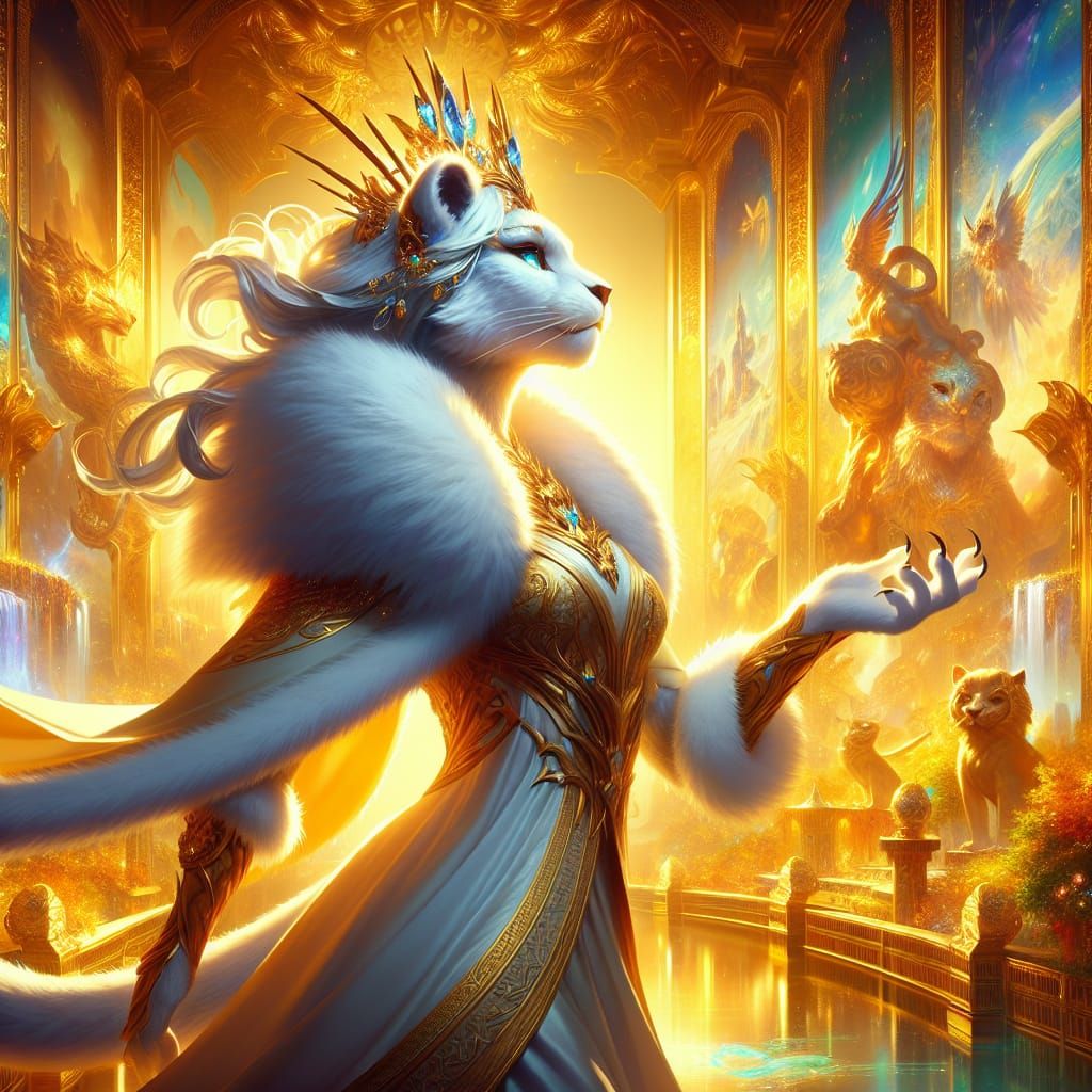 Panther Empress Ruling a Golden Kingdom: Digital Art