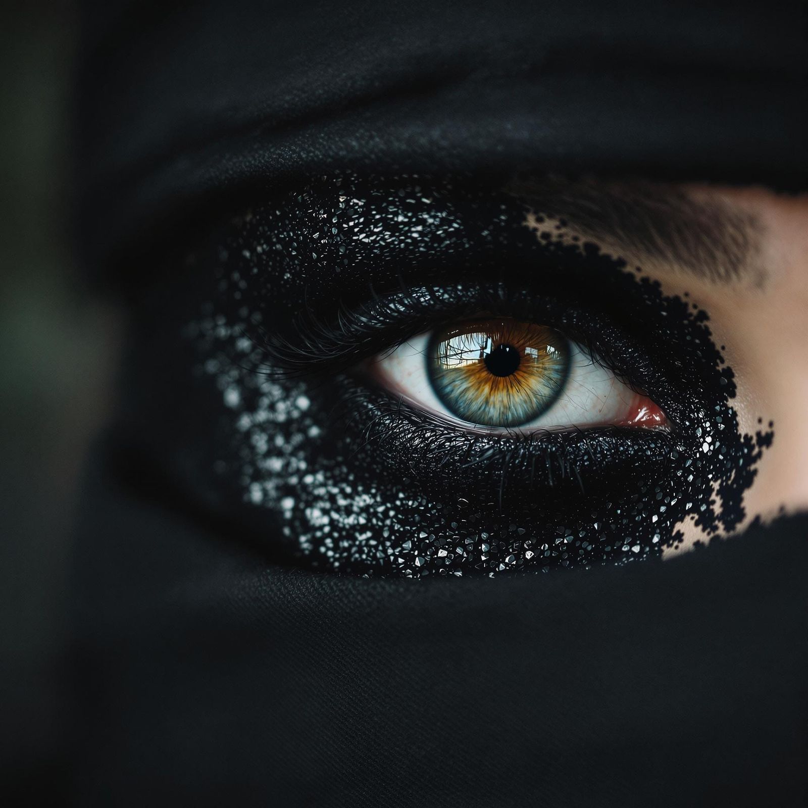 Intriguing Eye Veiled in Black Fabric