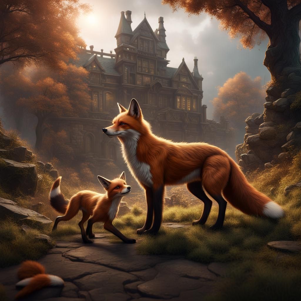 Fox and Hound Detailed Matte Painting