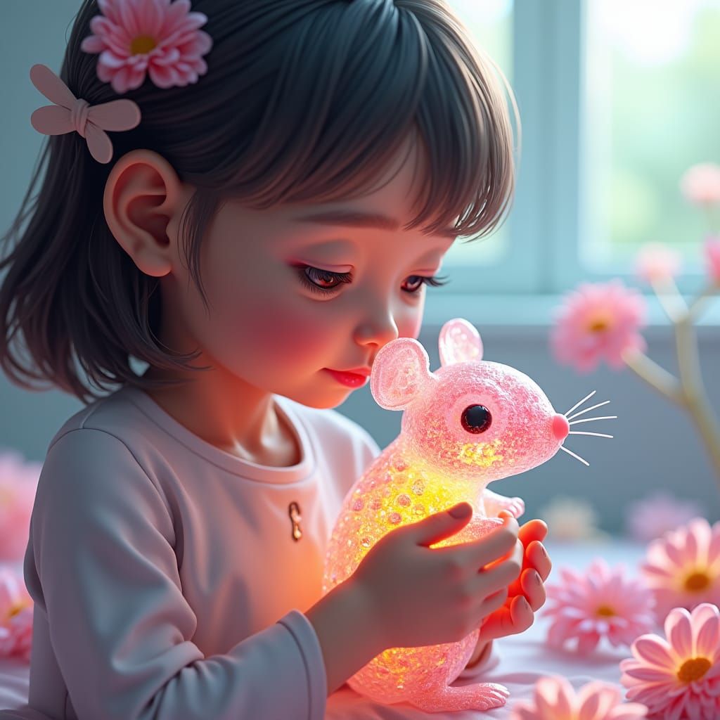 Girl with Iridescent Jellybean Pet Mouse