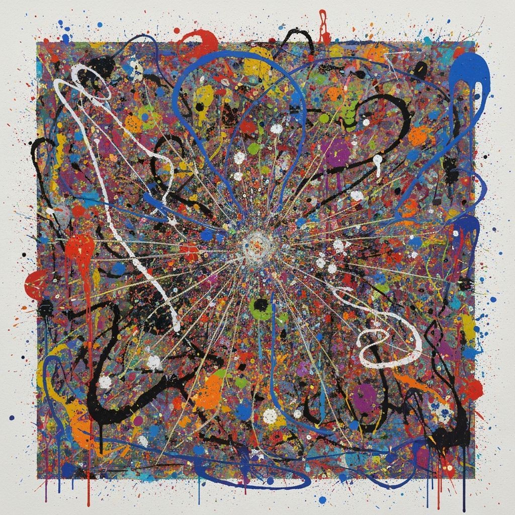 Surreal Splatter Paint Masterpiece in Bauhaus Style