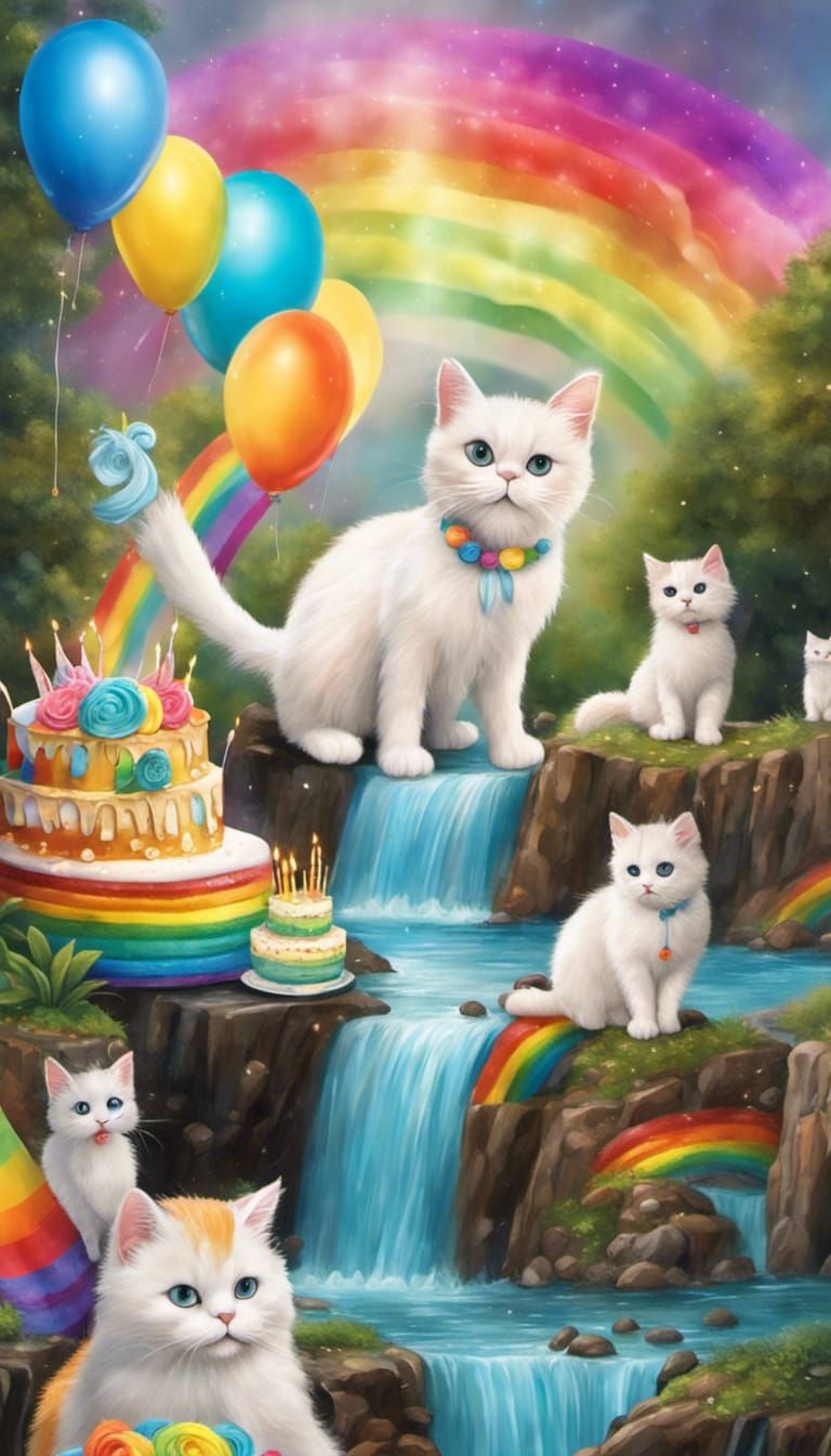 Cat's First Birthday Party by Waterfall
