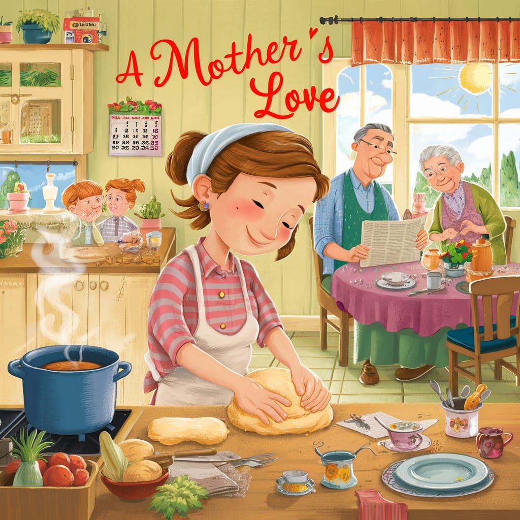 Warmth of Family Love in a Cozy Kitchen Scene