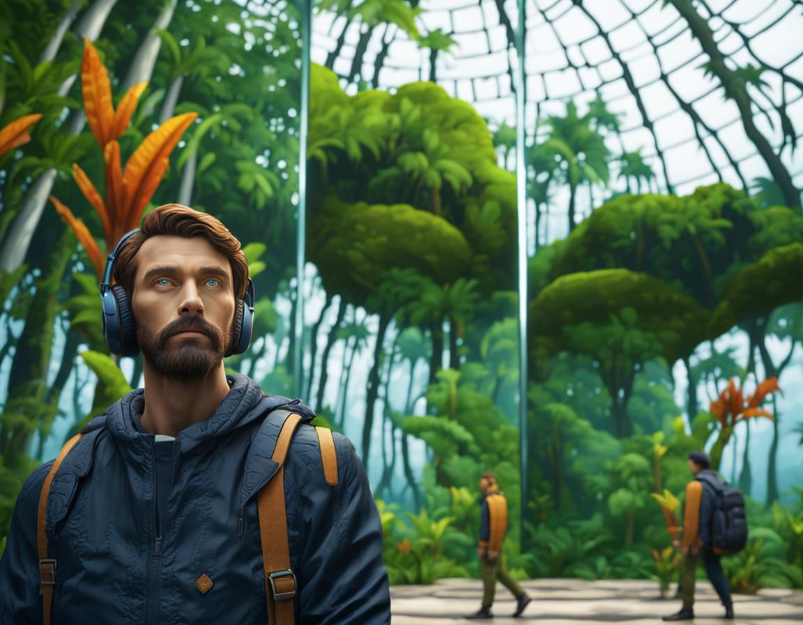 Handsome Reflection in Tropical Forest: 3D Render