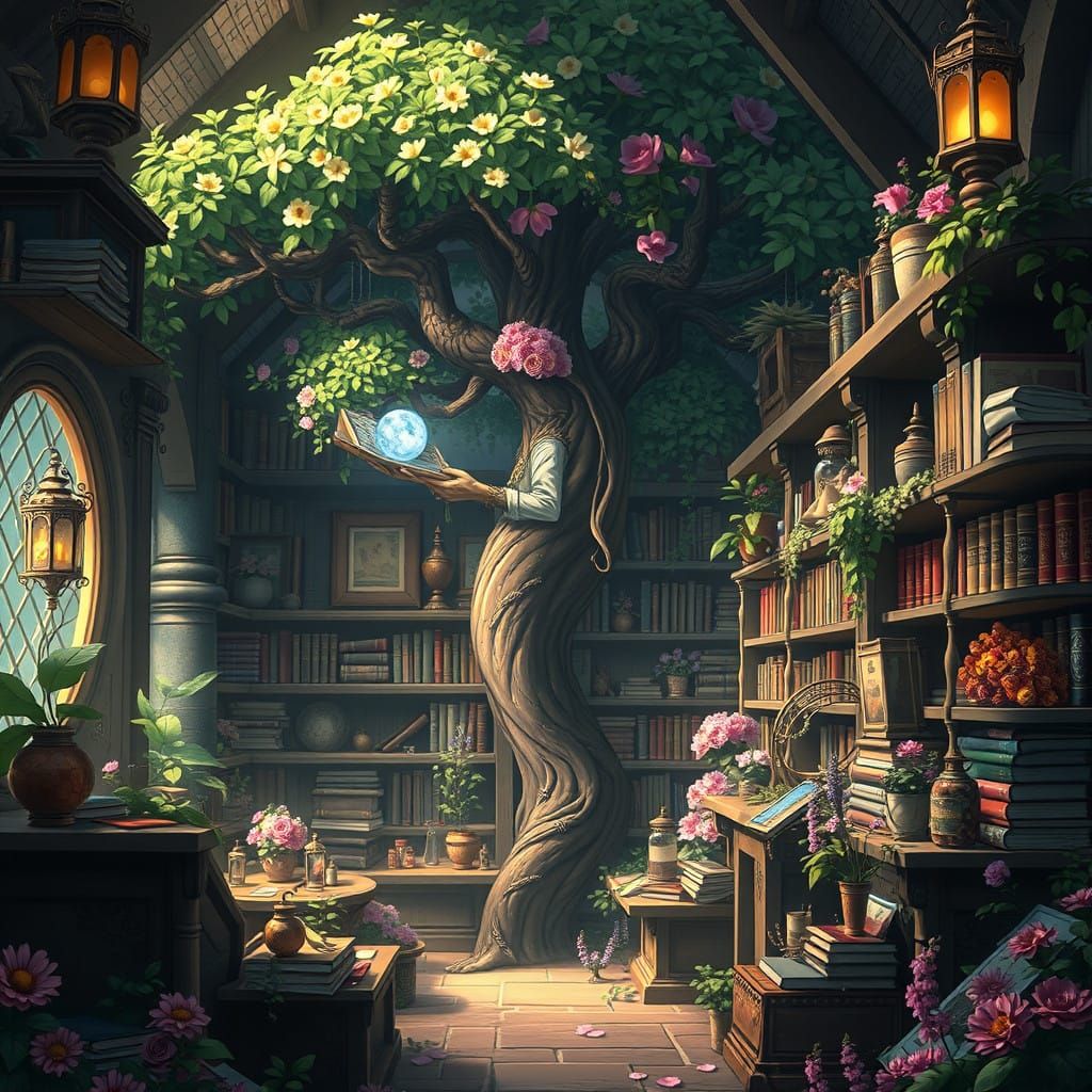 Fantastical Apothecary Sanctuary in Vibrant Bloom