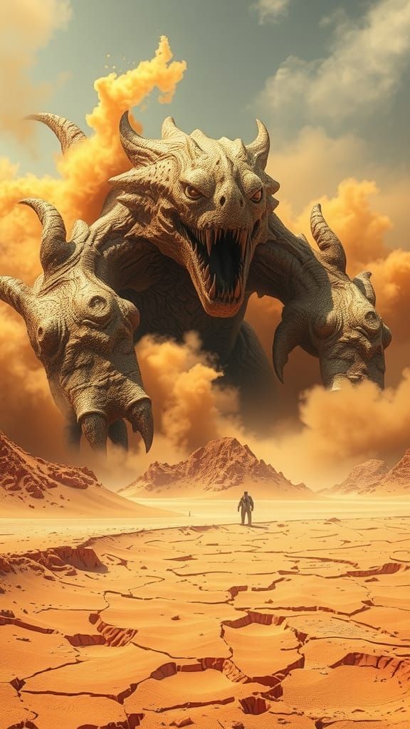 Sand Kaiju Emerges from Desert Dunes