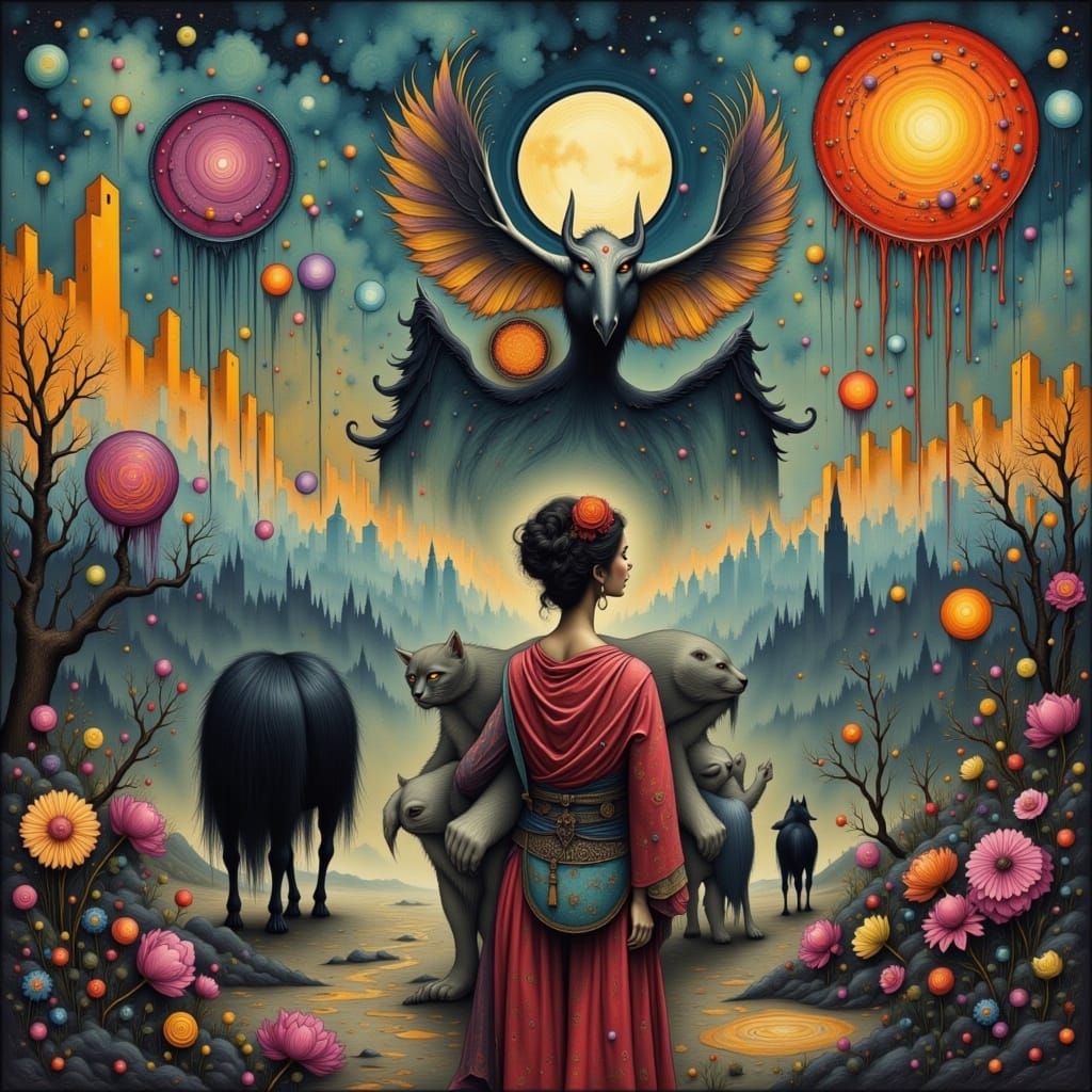 Abstract Liquid Ink Deco Surreal Composition