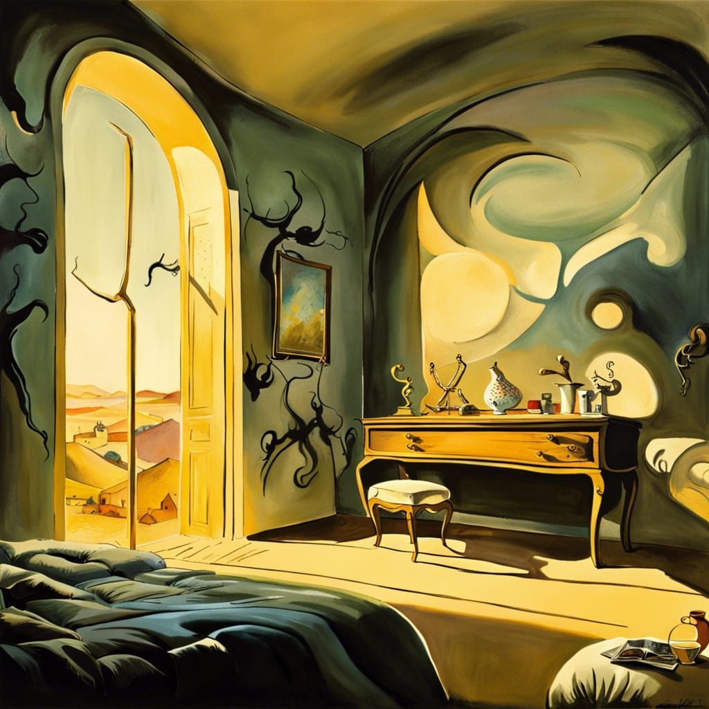 Surreal Bedroom in Style of Salvador Dali