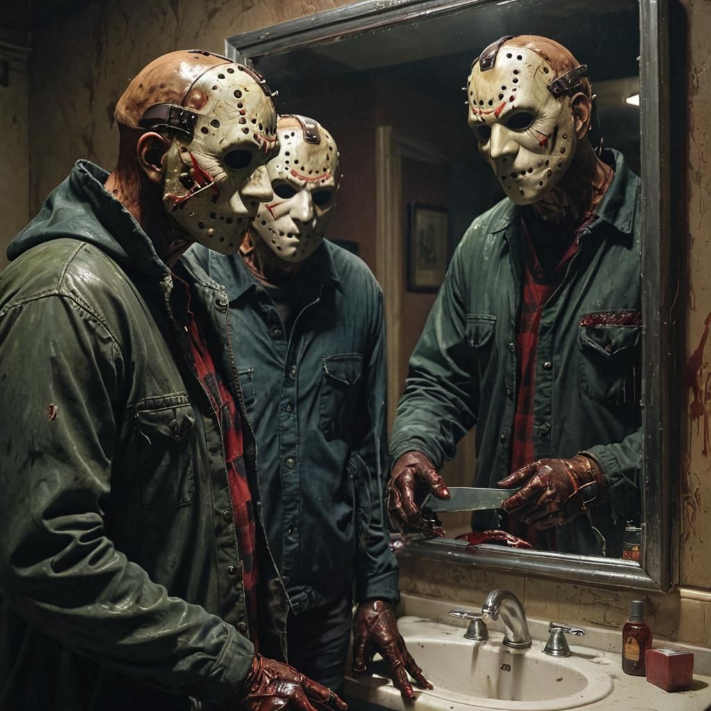 Jason Voorhees Mirror Reflection: Freddy Krueger Appears