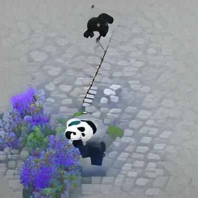 Sad Panda in Bamboo Forest