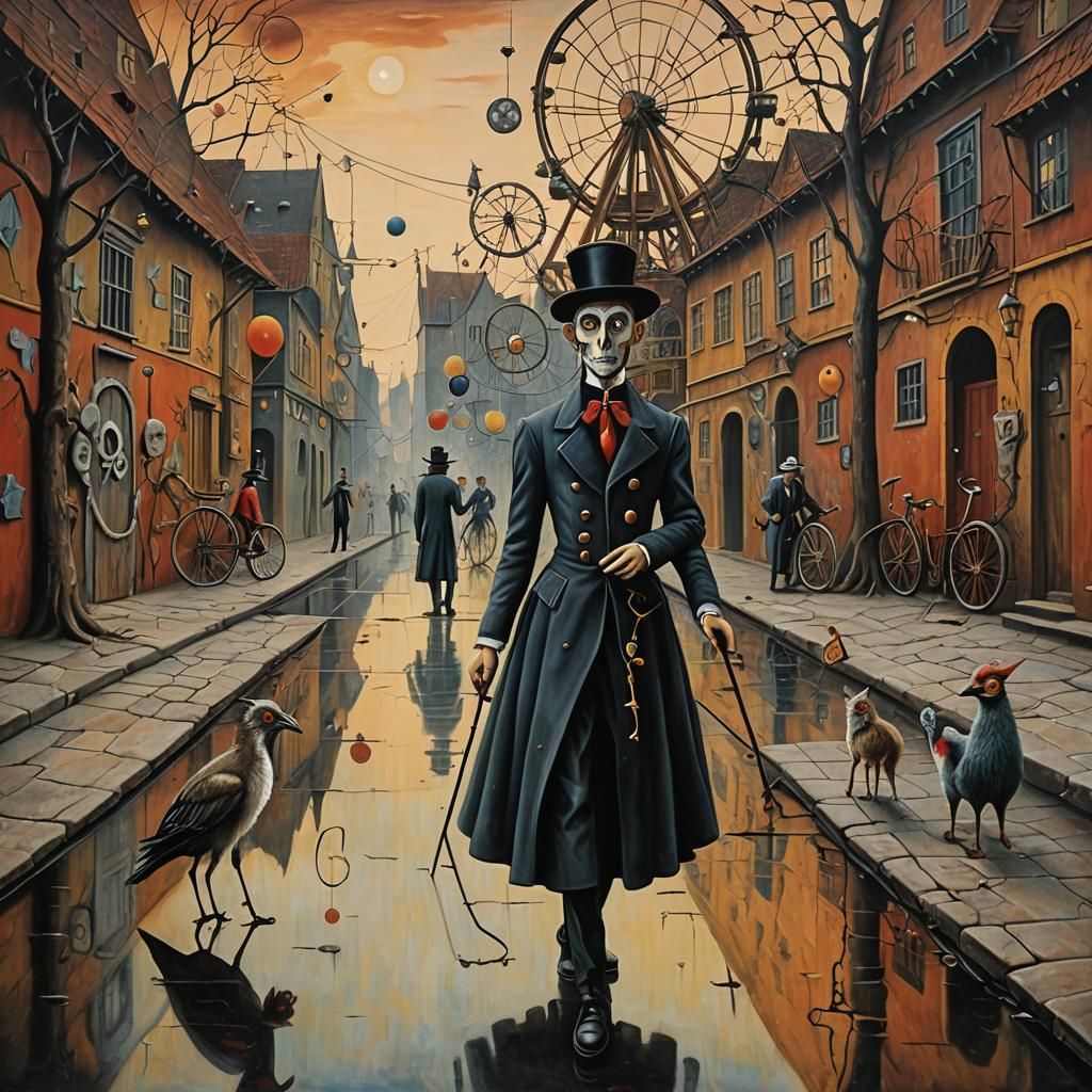 Victorian Street Scene in Steampunk Style