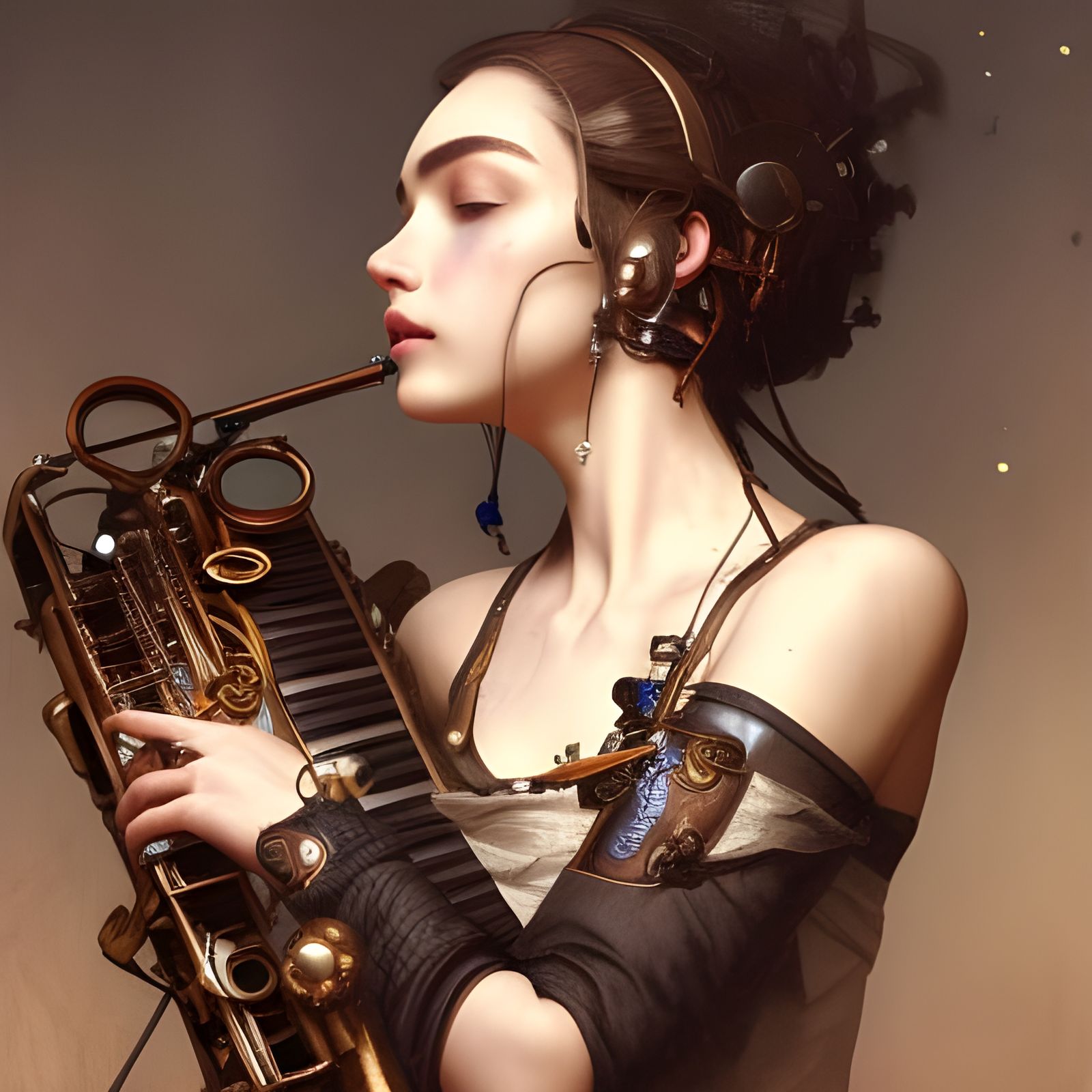 Steampunk Musician Portrait in Detailed Digital Art