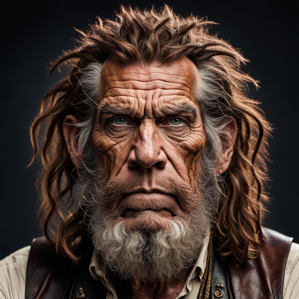 Steampunk Caveman Portrait in Cinematic Realism