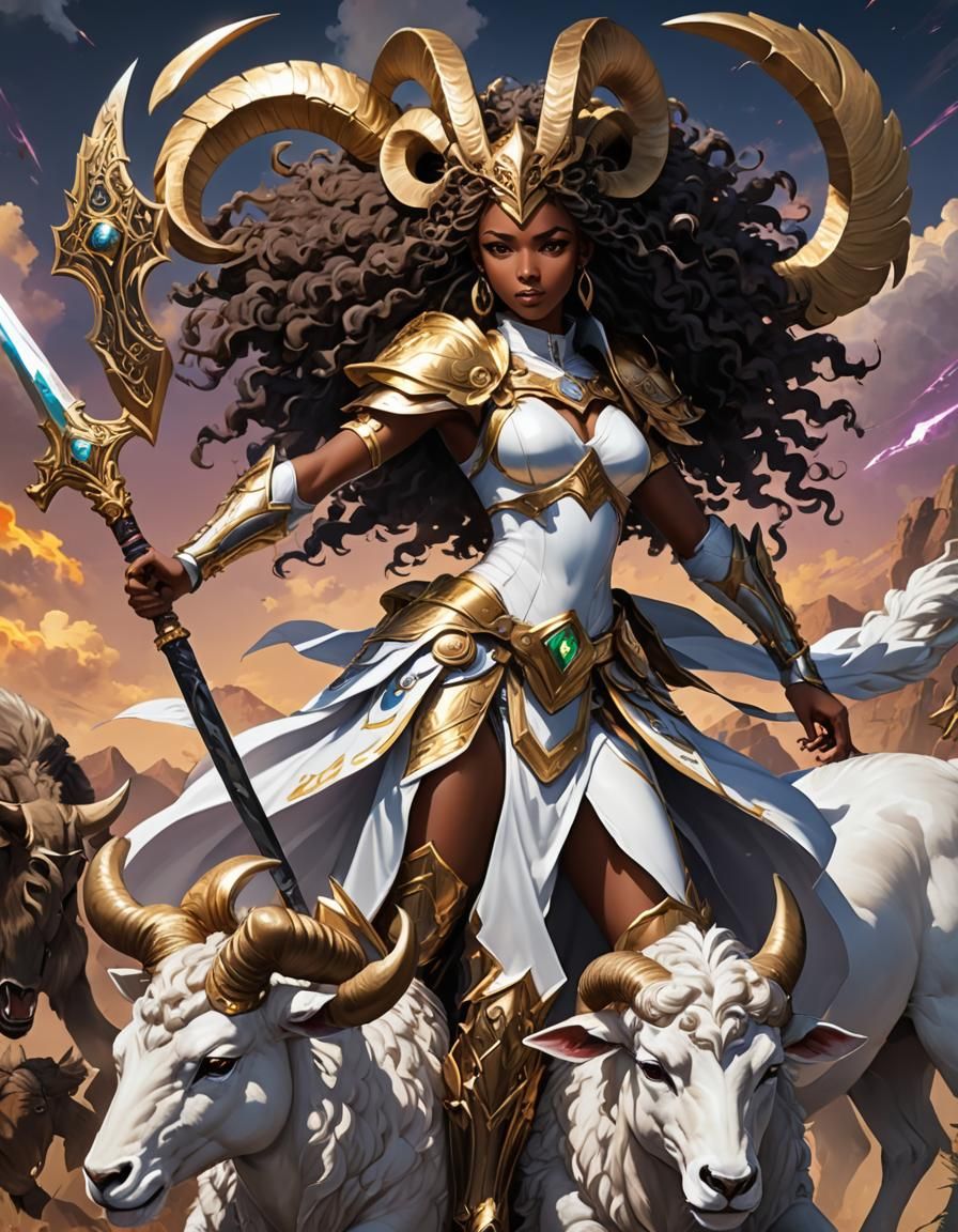 Aries Goddess of War in Anime Style