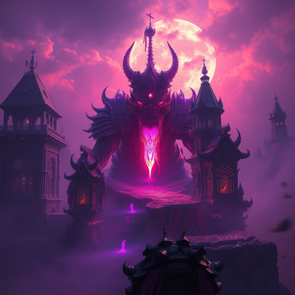 Dark Fantasy Creature in Art Nouveau Style