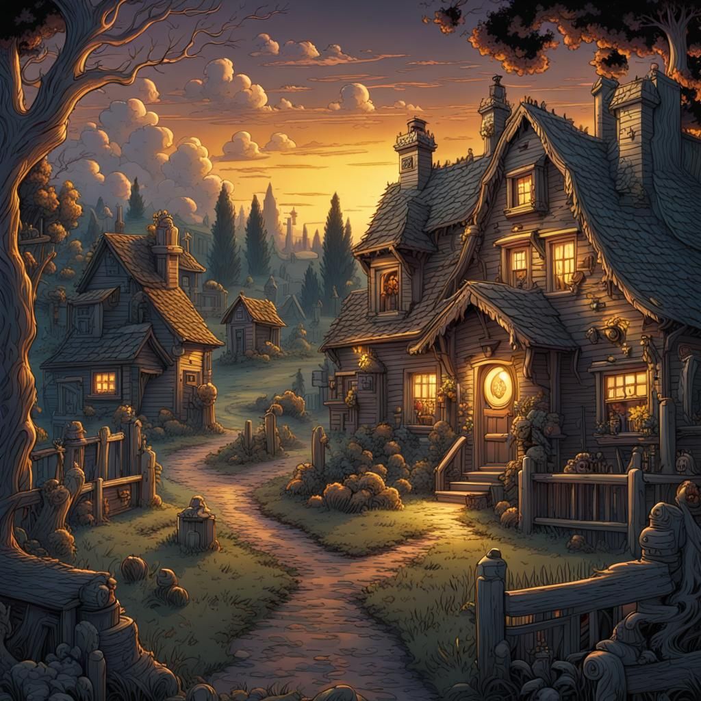 Bart and Lisa Simpson Visit Ghost Village