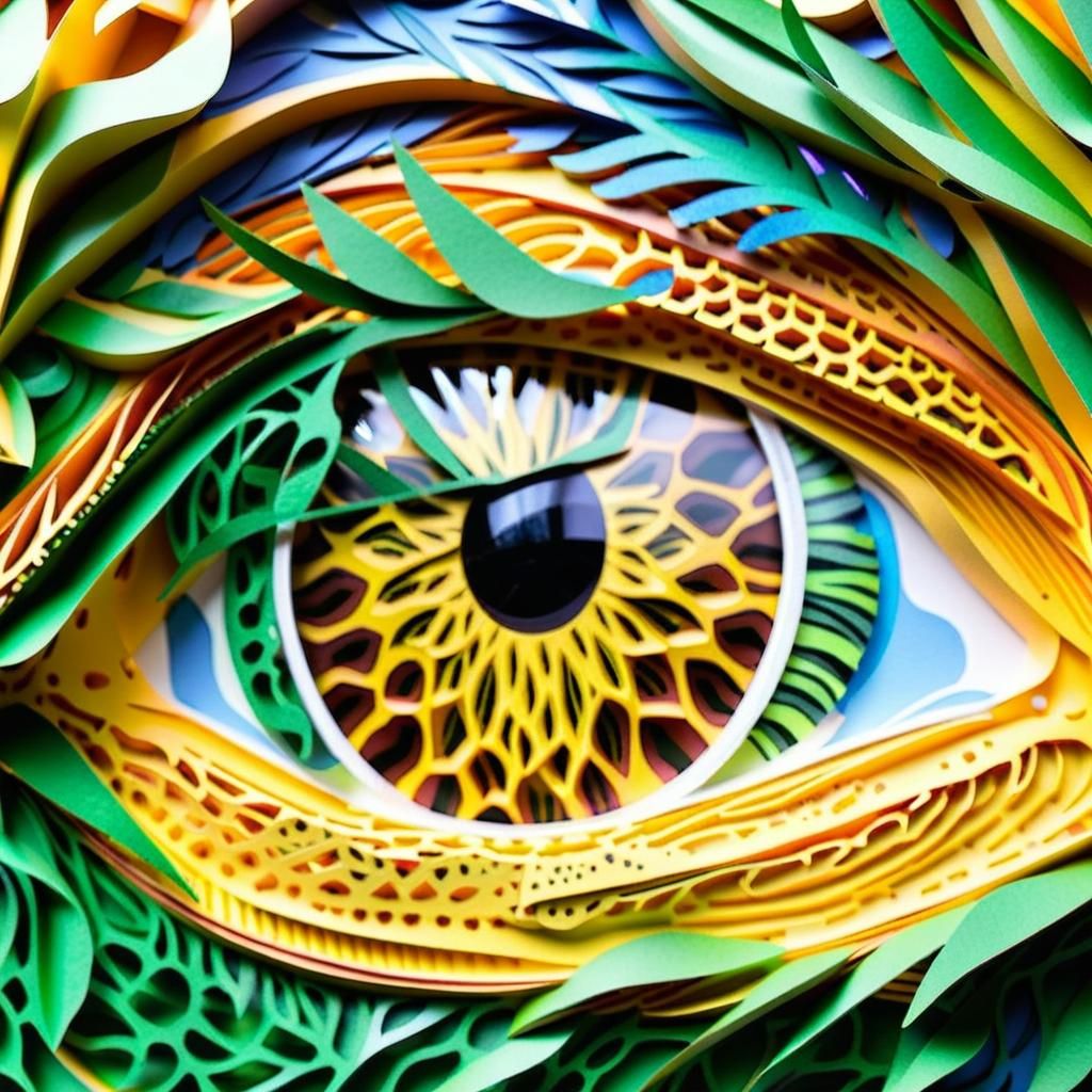 Intricate Kirigami Giraffe Eye Papercraft