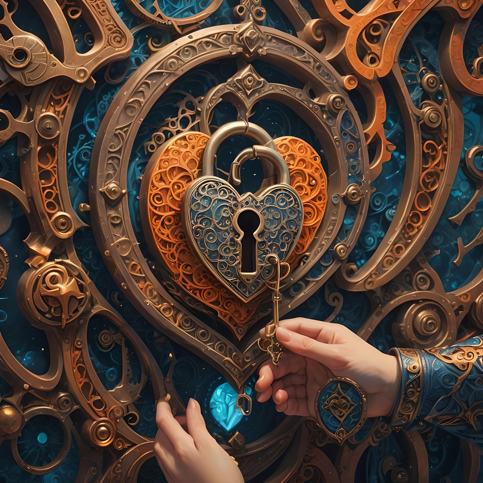 Melancholy Fractal Heart and Key Design