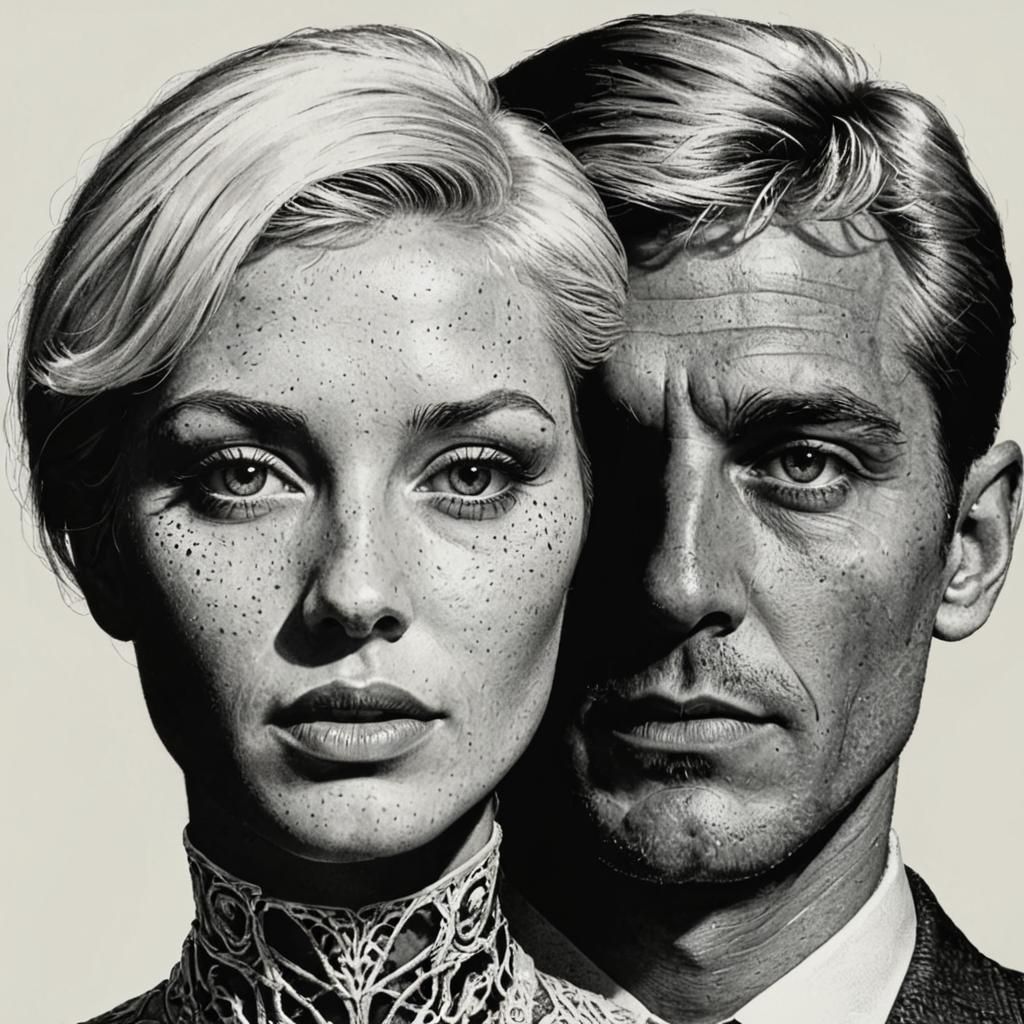 Blonde Couple Portrait in Kelly Freas Style
