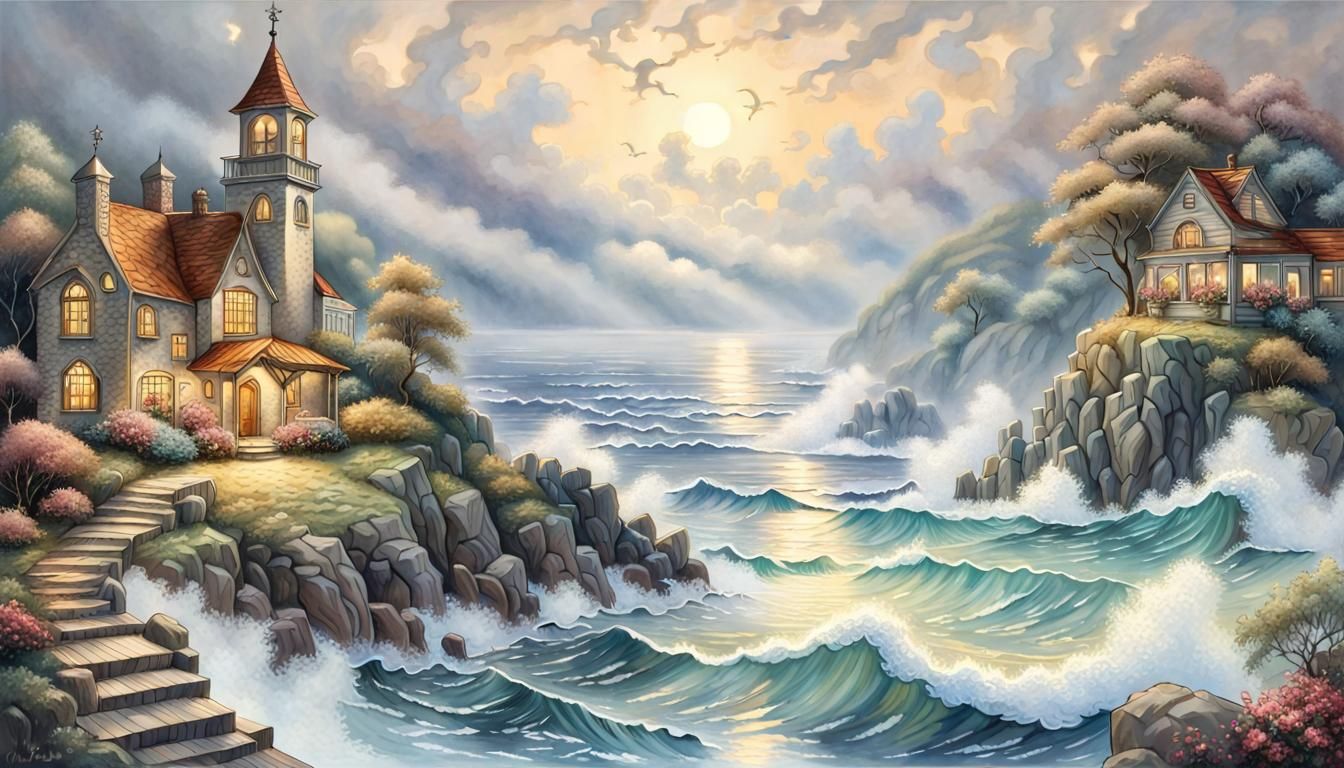 Jesus Teaching by the Seaside: Ethereal Fantasy Art