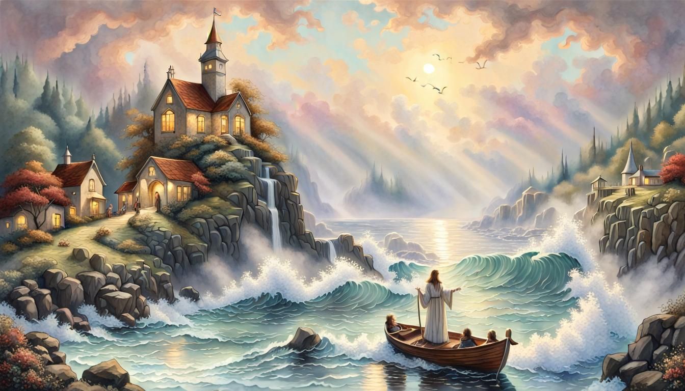 Jesus Teaching by the Seaside: Ethereal Fantasy Art